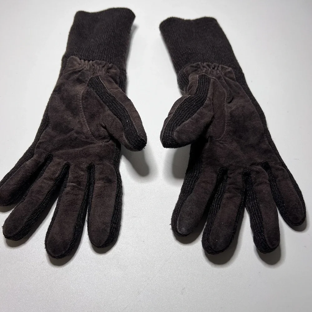 Vintage Brown‎ Suede Leather Gloves-One Size